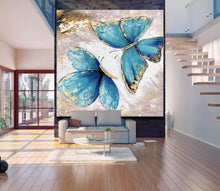 Load image into Gallery viewer, Butterfly Painting Canvas Gold Leaf Abstract Painting Contemporary Art Yp026