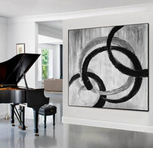 Load image into Gallery viewer, Black And White Gray Abstract Painting Oversized Office Painting Yp059