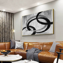 Load image into Gallery viewer, Black And White Gray Abstract Painting Oversized Office Painting Yp059
