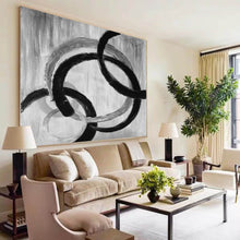 Load image into Gallery viewer, Black And White Gray Abstract Painting Oversized Office Painting Yp059