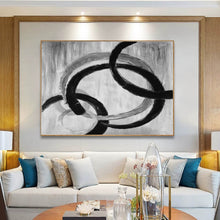 Load image into Gallery viewer, Black And White Gray Abstract Painting Oversized Office Painting Yp059