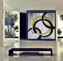 Load image into Gallery viewer, Black And White Yellow Abstract Modern Abstract Painting Yp055