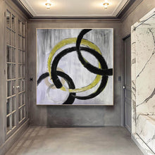 Load image into Gallery viewer, Black And White Yellow Abstract Modern Abstract Painting Yp055