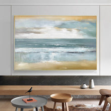 Load image into Gallery viewer, Beach Sunset Painting Coastal Painting Ocean Art Blue Sea Abstract Op079