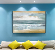 Load image into Gallery viewer, Beach Sunset Painting Coastal Painting Ocean Art Blue Sea Abstract Op079