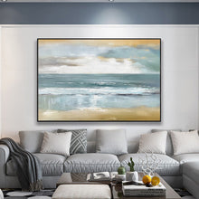 Load image into Gallery viewer, Beach Sunset Painting Coastal Painting Ocean Art Blue Sea Abstract Op079