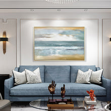 Load image into Gallery viewer, Beach Sunset Painting Coastal Painting Ocean Art Blue Sea Abstract Op079