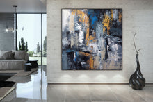 Load image into Gallery viewer, Blue Gold Abstract Wall Art,Industrial Decor,Living Room Wall Art Dp029