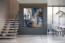 Load image into Gallery viewer, Blue Gold Abstract Wall Art,Industrial Decor,Living Room Wall Art Dp029
