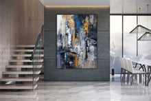 Load image into Gallery viewer, Blue Gold Abstract Wall Art,Industrial Decor,Living Room Wall Art Dp029