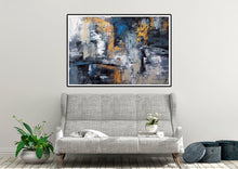 Load image into Gallery viewer, Blue Gold Abstract Wall Art,Industrial Decor,Living Room Wall Art Dp029