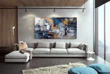 Load image into Gallery viewer, Blue Gold Abstract Wall Art,Industrial Decor,Living Room Wall Art Dp029