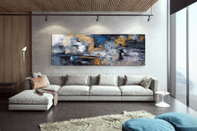 Load image into Gallery viewer, Blue Gold Abstract Wall Art,Industrial Decor,Living Room Wall Art Dp029