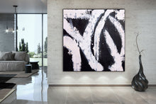 Load image into Gallery viewer, Black and White Art Wide Large Abstract Painting,Living Room Wall Art Bp119