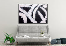 Load image into Gallery viewer, Black and White Art Wide Large Abstract Painting,Living Room Wall Art Bp119