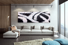 Load image into Gallery viewer, Black and White Art Wide Large Abstract Painting,Living Room Wall Art Bp119