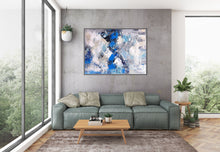 Load image into Gallery viewer, Modern Wall Decor White Blue Grey Contemporary Abstract Painting Dp104
