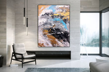 Load image into Gallery viewer, Black Grey Gold Contemporary Wall Art Acrylic Abstract Painting Dp105