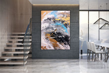 Load image into Gallery viewer, Black Grey Gold Contemporary Wall Art Acrylic Abstract Painting Dp105