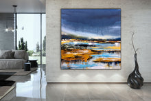 Load image into Gallery viewer, Blue Yellow Brown Painting on Canvas Large Canvas Wall Art Landscape Dp028