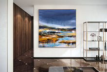 Load image into Gallery viewer, Blue Yellow Brown Painting on Canvas Large Canvas Wall Art Landscape Dp028