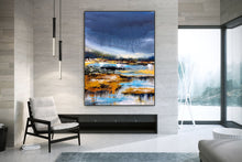 Load image into Gallery viewer, Blue Yellow Brown Painting on Canvas Large Canvas Wall Art Landscape Dp028