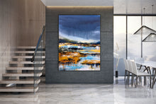 Load image into Gallery viewer, Blue Yellow Brown Painting on Canvas Large Canvas Wall Art Landscape Dp028