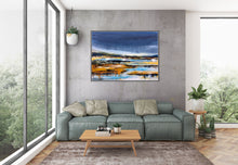 Load image into Gallery viewer, Blue Yellow Brown Painting on Canvas Large Canvas Wall Art Landscape Dp028
