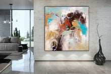 Load image into Gallery viewer, Brown Yellow Blue Abstract Painting Dine Room Wall Art dp034