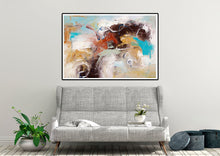 Load image into Gallery viewer, Brown Yellow Blue Abstract Painting Dine Room Wall Art dp034