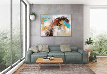 Load image into Gallery viewer, Brown Yellow Blue Abstract Painting Dine Room Wall Art dp034