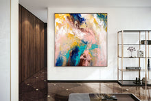 Load image into Gallery viewer, Pink Blue Yellow Abstract Painting Large Artwork Abstract Canvas Art Dp018