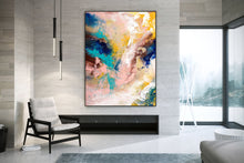 Load image into Gallery viewer, Pink Blue Yellow Abstract Painting Large Artwork Abstract Canvas Art Dp018