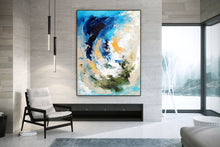Load image into Gallery viewer, Blue White Gold Texture Wall Art Large Wall Art Modern Wall Painting Dp27