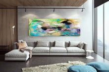 Load image into Gallery viewer, Blue Green Purple Large Abstract Art Modern Painting Custom Art DP032