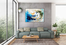 Load image into Gallery viewer, Blue White Gold Texture Wall Art Large Wall Art Modern Wall Painting Dp27