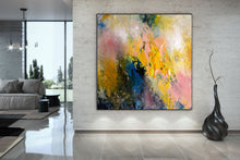 Load image into Gallery viewer, Extra Large Modern Wall Art Yellow Pink Blue Dine Room Wall Art