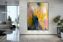 Load image into Gallery viewer, Extra Large Modern Wall Art Yellow Pink Blue Dine Room Wall Art