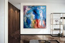 Load image into Gallery viewer, Blue Red Purple Original Abstract Painting Wall Art Texture Wall Art Dp016