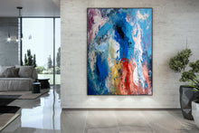 Load image into Gallery viewer, Blue Red Purple Original Abstract Painting Wall Art Texture Wall Art Dp016