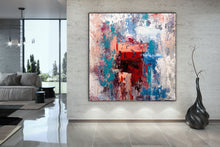 Load image into Gallery viewer, Red Blue Orange Abstract Painting on Canvas Large Wall Art Dining Room Bp117