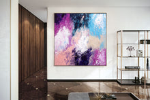 Load image into Gallery viewer, Purple Blue Pink Oversized Wall Art Acrylic Painting On Canvas