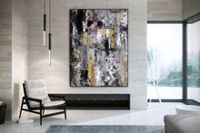 Load image into Gallery viewer, Black Grey Gold Contemporary Art Extra Large Abstract Painting Bp115