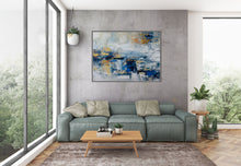 Load image into Gallery viewer, Blue Gold Modern Wall Art,Large Artwork,Abstract Art Canvas BL002