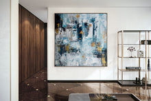 Load image into Gallery viewer, Extra Large Wall Art,Blue Gold Modern Painting,Living Room Wall Art,BL003