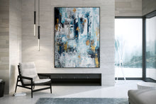 Load image into Gallery viewer, Extra Large Wall Art,Blue Gold Modern Painting,Living Room Wall Art,BL003
