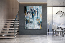 Load image into Gallery viewer, Extra Large Wall Art,Blue Gold Modern Painting,Living Room Wall Art,BL003