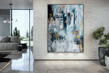 Load image into Gallery viewer, Extra Large Wall Art,Blue Gold Modern Painting,Living Room Wall Art,BL003