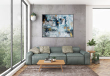 Load image into Gallery viewer, Extra Large Wall Art,Blue Gold Modern Painting,Living Room Wall Art,BL003