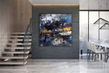Load image into Gallery viewer, Black Blue Gold Abstract Wall Painting Living Room Wall Art Modern Decor Bp116